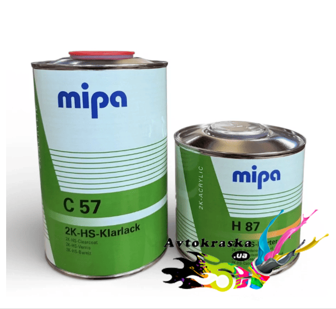 Лак Mipa C57 HS акриловый 1л+0,5л Автомобильный акриловый лак Mipa HS Klarlack C57 1 л + отвердитель H87 0,5 л - Лак акриловый HS цена!