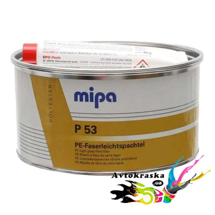 Шпатлевка cо стекловолокном облегченная Mipa P53 1л - Шпатлевка со стекловолокном цена!