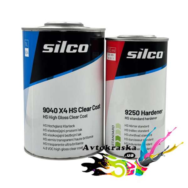 Лак для авто Silco 9040 X4 HS комплект 1л+0,5л - Лак акриловый HS цена!
